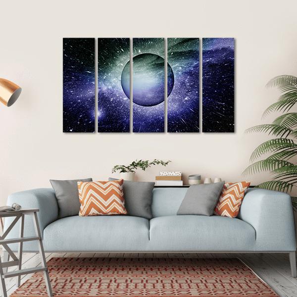 Nebula Planet And Star Dust Canvas Wall Art-5 Horizontal-Gallery Wrap-22" x 12"-Tiaracle