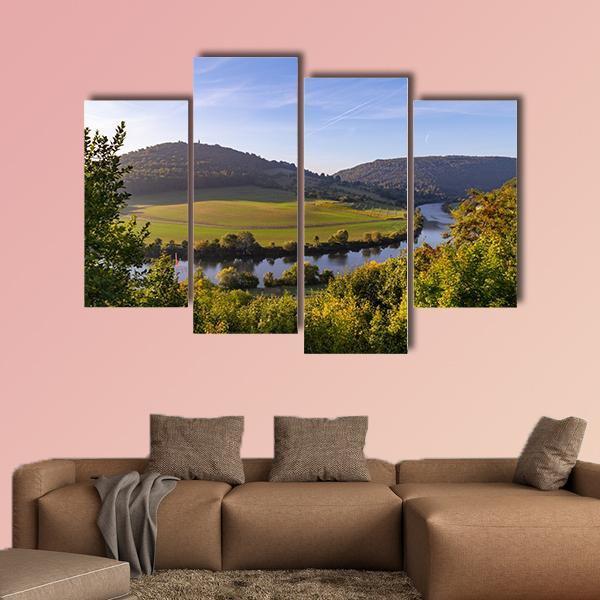 Neckarsteinach Town Germany At Sunrise Canvas Wall Art-4 Pop-Gallery Wrap-50" x 32"-Tiaracle