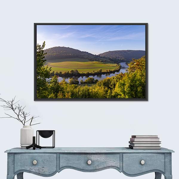 Neckarsteinach Town Germany At Sunrise Canvas Wall Art-1 Piece-Floating Frame-24" x 16"-Tiaracle