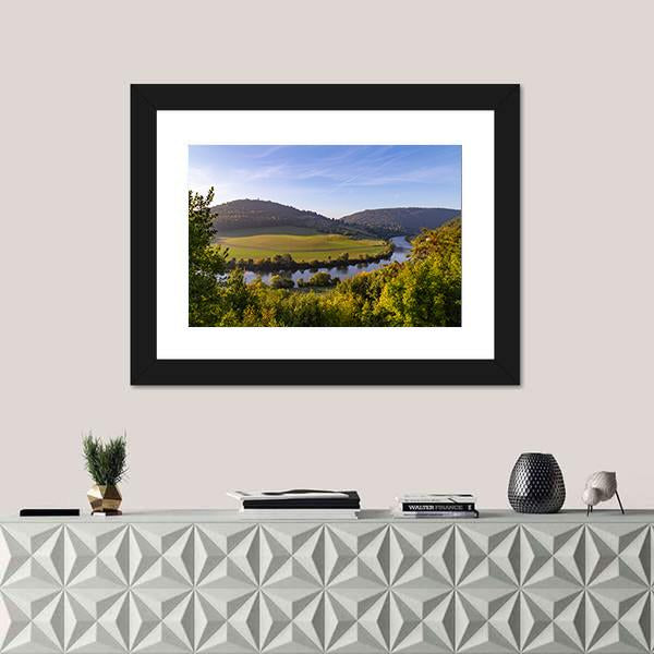 Neckarsteinach Town Germany At Sunrise Canvas Wall Art-1 Piece-Framed Print-20" x 16"-Tiaracle