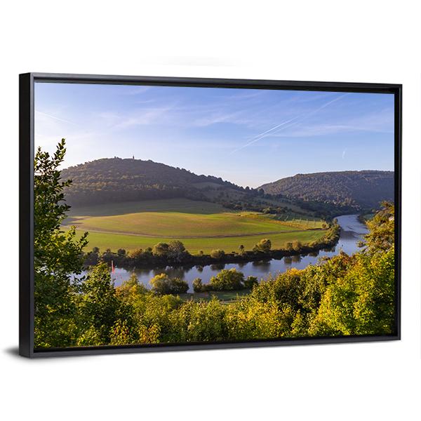 Neckarsteinach Town Germany At Sunrise Canvas Wall Art-3 Horizontal-Gallery Wrap-25" x 16"-Tiaracle