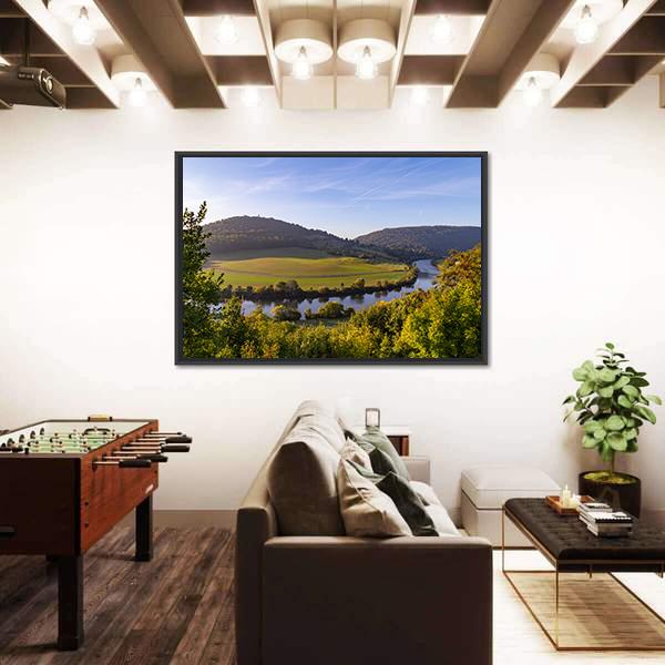 Neckarsteinach Town Germany At Sunrise Canvas Wall Art-3 Horizontal-Gallery Wrap-25" x 16"-Tiaracle