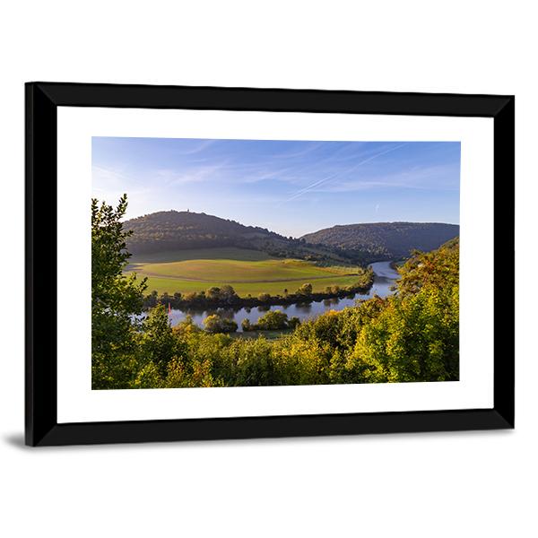 Neckarsteinach Town Germany At Sunrise Canvas Wall Art-3 Horizontal-Gallery Wrap-25" x 16"-Tiaracle