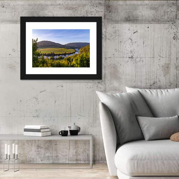 Neckarsteinach Town Germany At Sunrise Canvas Wall Art-3 Horizontal-Gallery Wrap-25" x 16"-Tiaracle