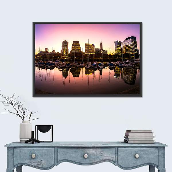 Neighbourhood Of Puerto Madero Canvas Wall Art-1 Piece-Floating Frame-24" x 16"-Tiaracle