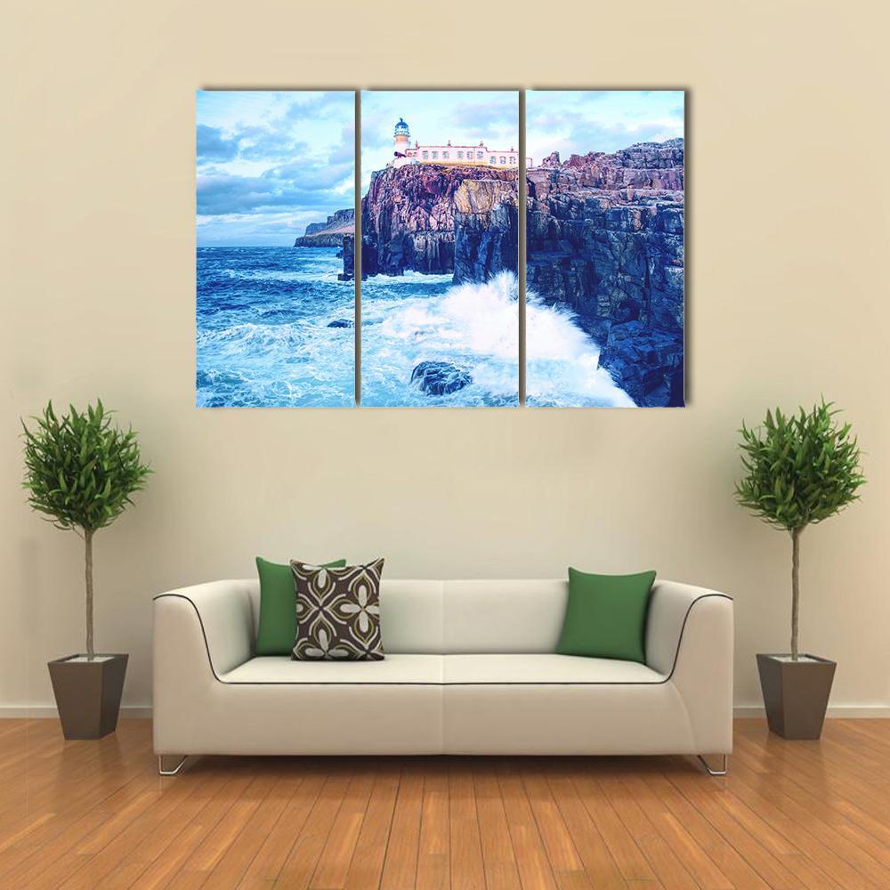 Neist Point Lighthouse Canvas Wall Art-3 Horizontal-Gallery Wrap-37" x 24"-Tiaracle