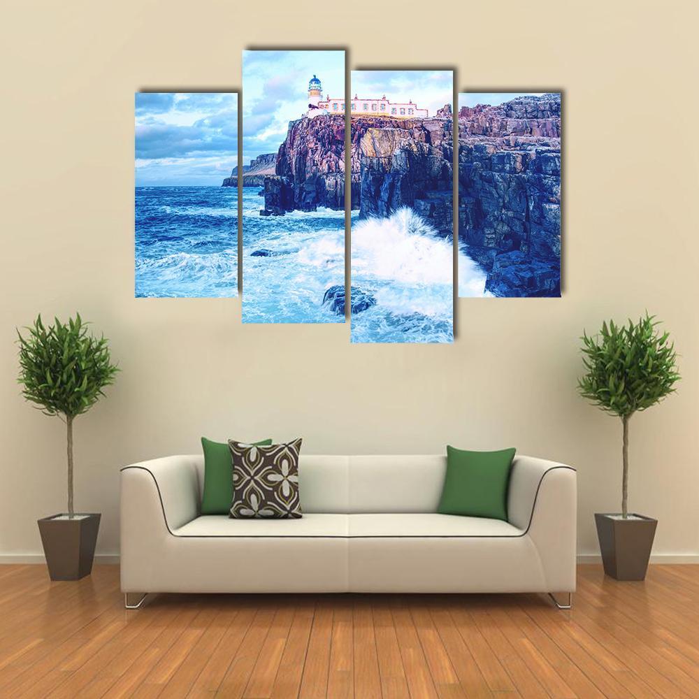 Neist Point Lighthouse Canvas Wall Art-4 Pop-Gallery Wrap-50" x 32"-Tiaracle