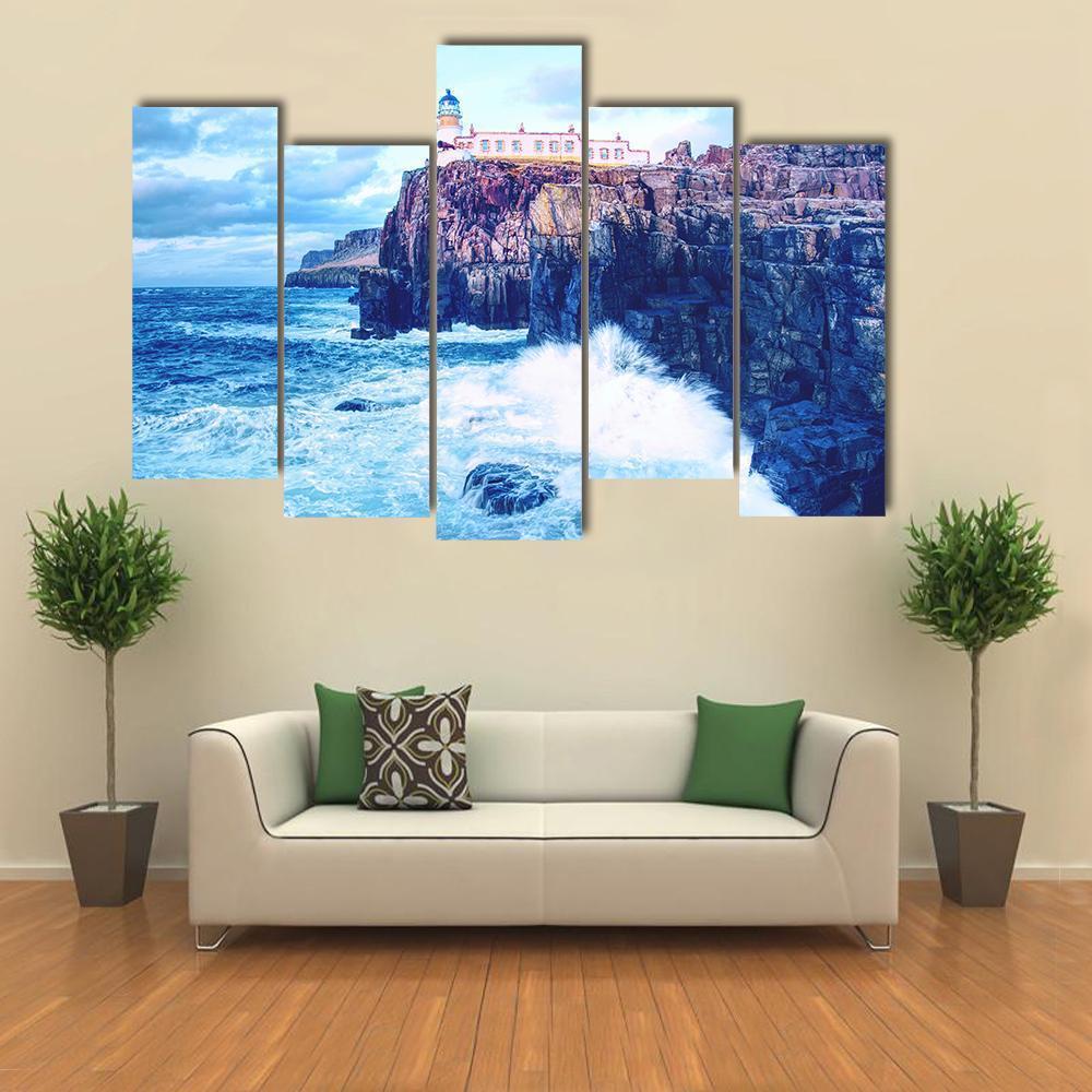 Neist Point Lighthouse Canvas Wall Art-5 Pop-Gallery Wrap-47" x 32"-Tiaracle