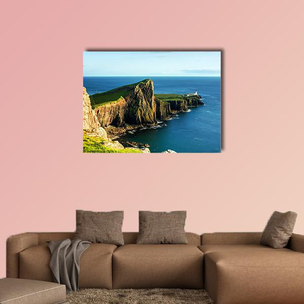 Neist Point Lighthouse Canvas Wall Art-1 Piece-Gallery Wrap-36" x 24"-Tiaracle