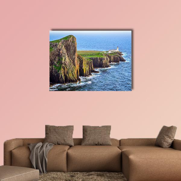 Neist Point Lighthouse Canvas Wall Art-1 Piece-Gallery Wrap-36" x 24"-Tiaracle