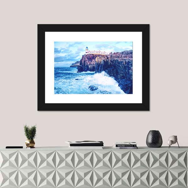 Neist Point Lighthouse Canvas Wall Art-1 Piece-Framed Print-20" x 16"-Tiaracle