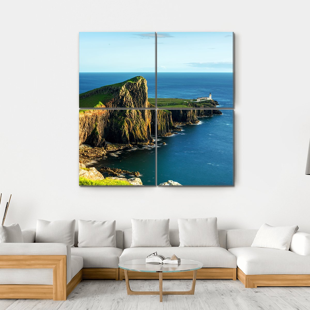 Neist Point Lighthouse Canvas Wall Art-4 Square-Gallery Wrap-17" x 17"-Tiaracle