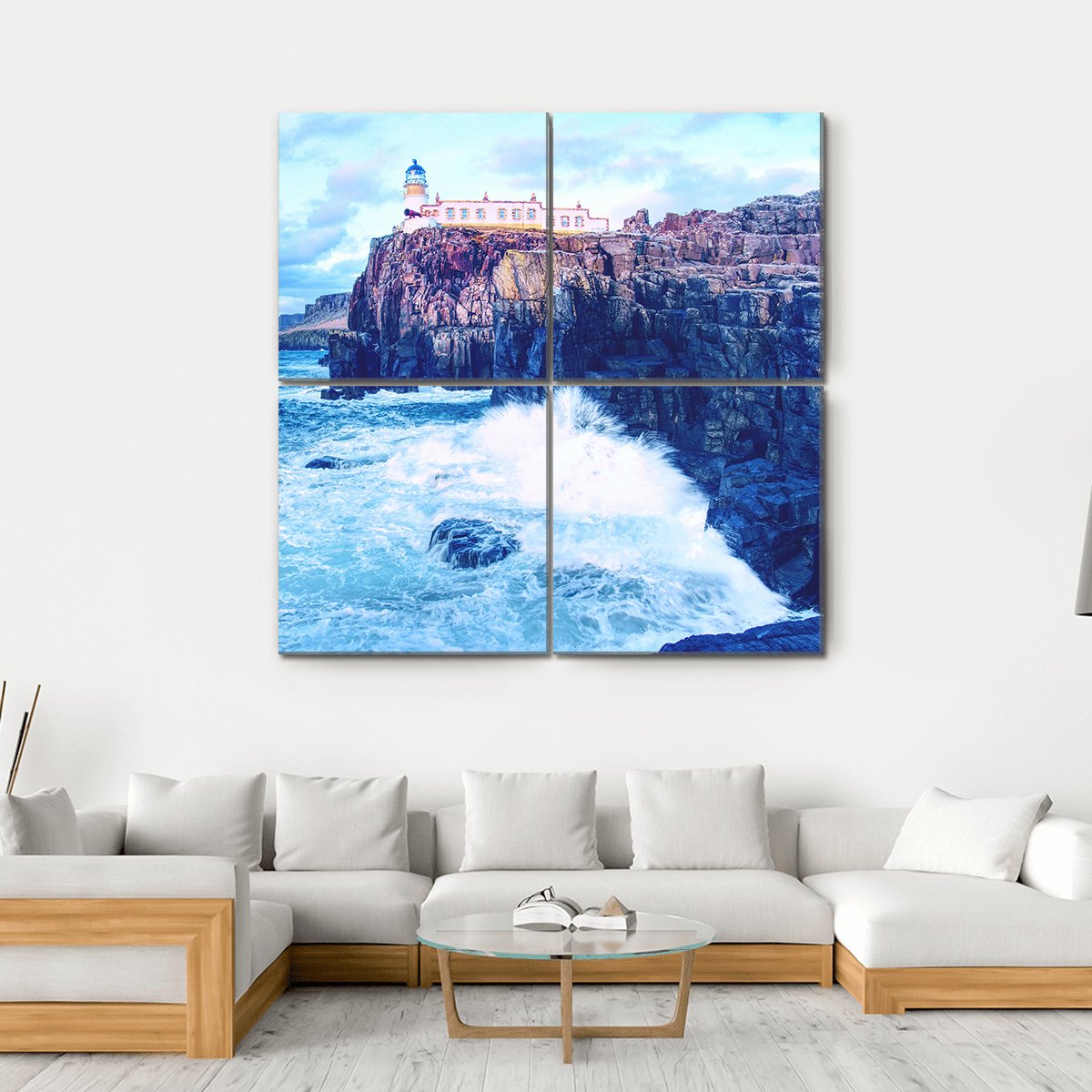 Neist Point Lighthouse Canvas Wall Art-4 Square-Gallery Wrap-17" x 17"-Tiaracle