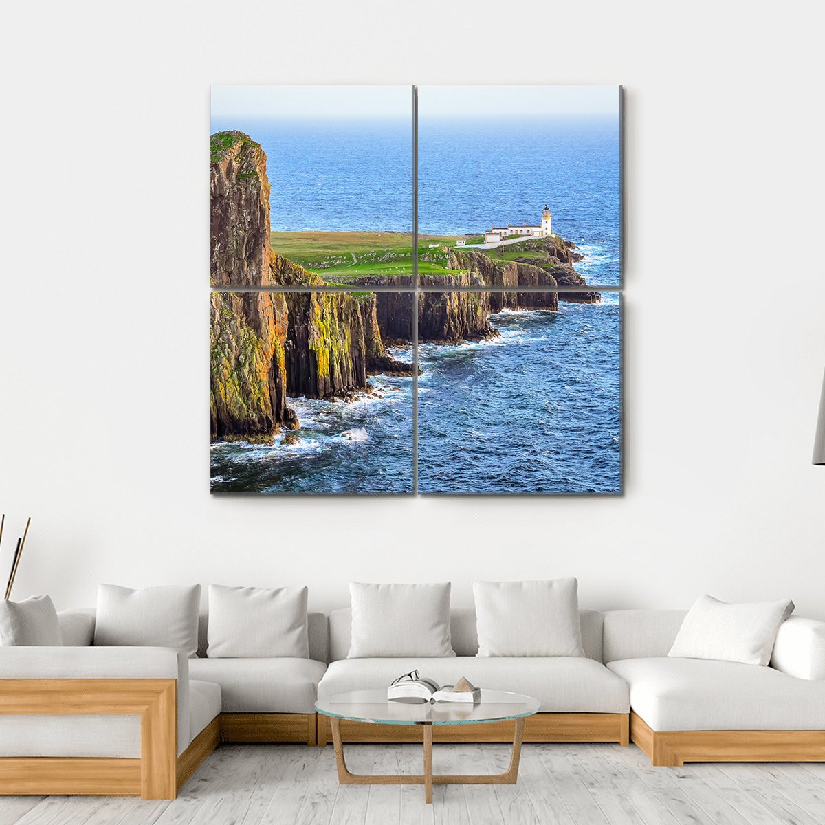 Neist Point Lighthouse Canvas Wall Art-4 Square-Gallery Wrap-17" x 17"-Tiaracle