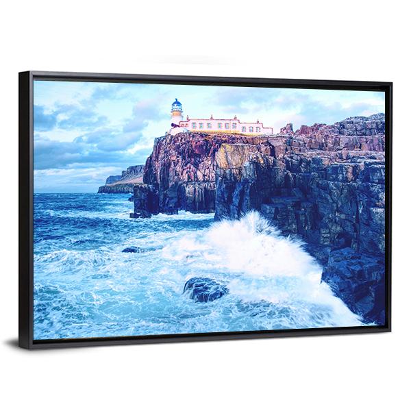 Neist Point Lighthouse Canvas Wall Art-3 Horizontal-Gallery Wrap-25" x 16"-Tiaracle