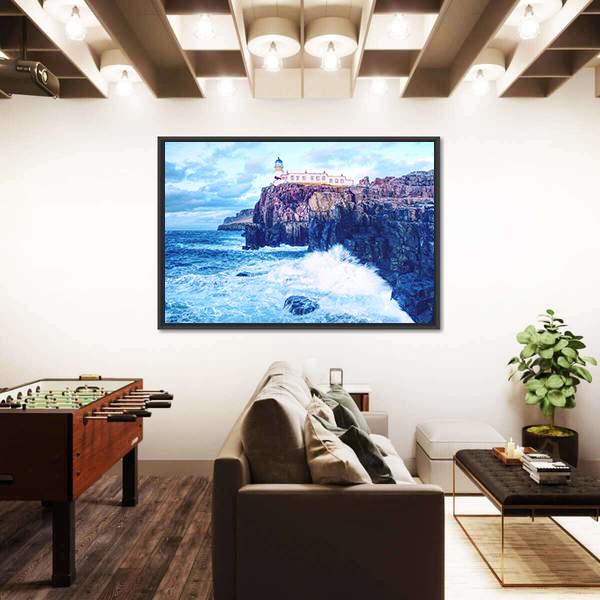 Neist Point Lighthouse Canvas Wall Art-3 Horizontal-Gallery Wrap-25" x 16"-Tiaracle