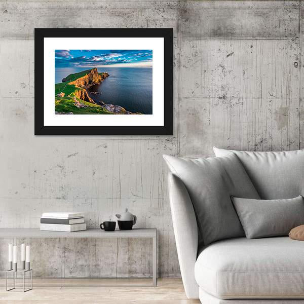 Neist Point Lighthouse In Scotland Canvas Wall Art-3 Horizontal-Gallery Wrap-25" x 16"-Tiaracle