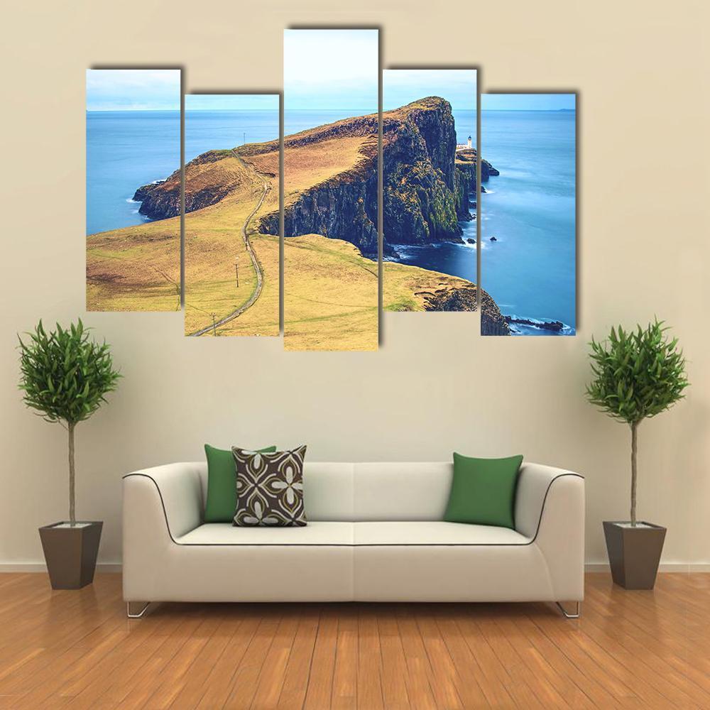Neist Point With Lighthouse Canvas Wall Art-5 Pop-Gallery Wrap-47" x 32"-Tiaracle
