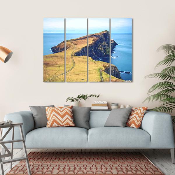 Neist Point With Lighthouse Canvas Wall Art-4 Horizontal-Gallery Wrap-34" x 24"-Tiaracle