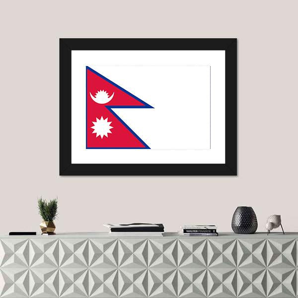 Nepal Flag Canvas Wall Art-1 Piece-Framed Print-20" x 16"-Tiaracle