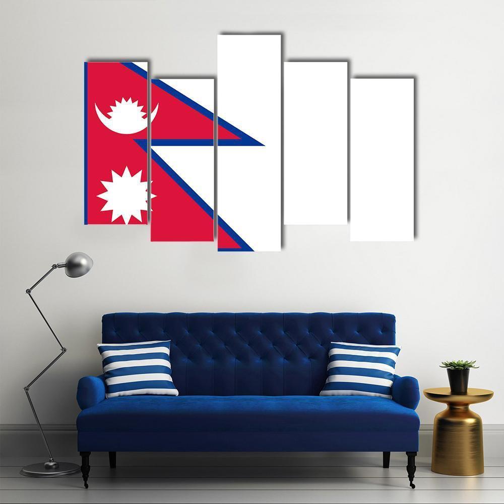 Nepal Flag Canvas Wall Art-5 Pop-Gallery Wrap-47" x 32"-Tiaracle