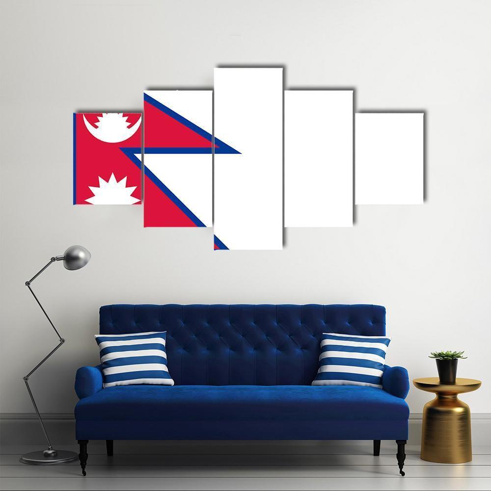 Nepal Flag Canvas Wall Art-5 Star-Gallery Wrap-62" x 32"-Tiaracle