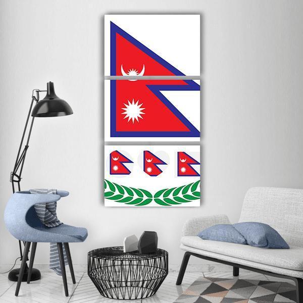 Flag Of Nepal Vertical Canvas Wall Art-3 Vertical-Gallery Wrap-12" x 25"-Tiaracle