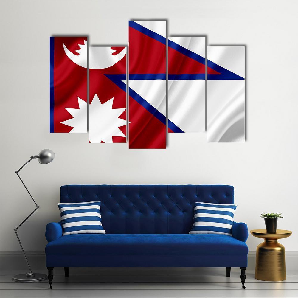 Nepal Waving Flag Canvas Wall Art-5 Pop-Gallery Wrap-47" x 32"-Tiaracle
