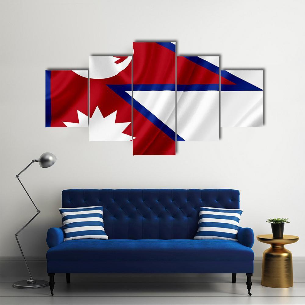 Nepal Waving Flag Canvas Wall Art-3 Horizontal-Gallery Wrap-37" x 24"-Tiaracle