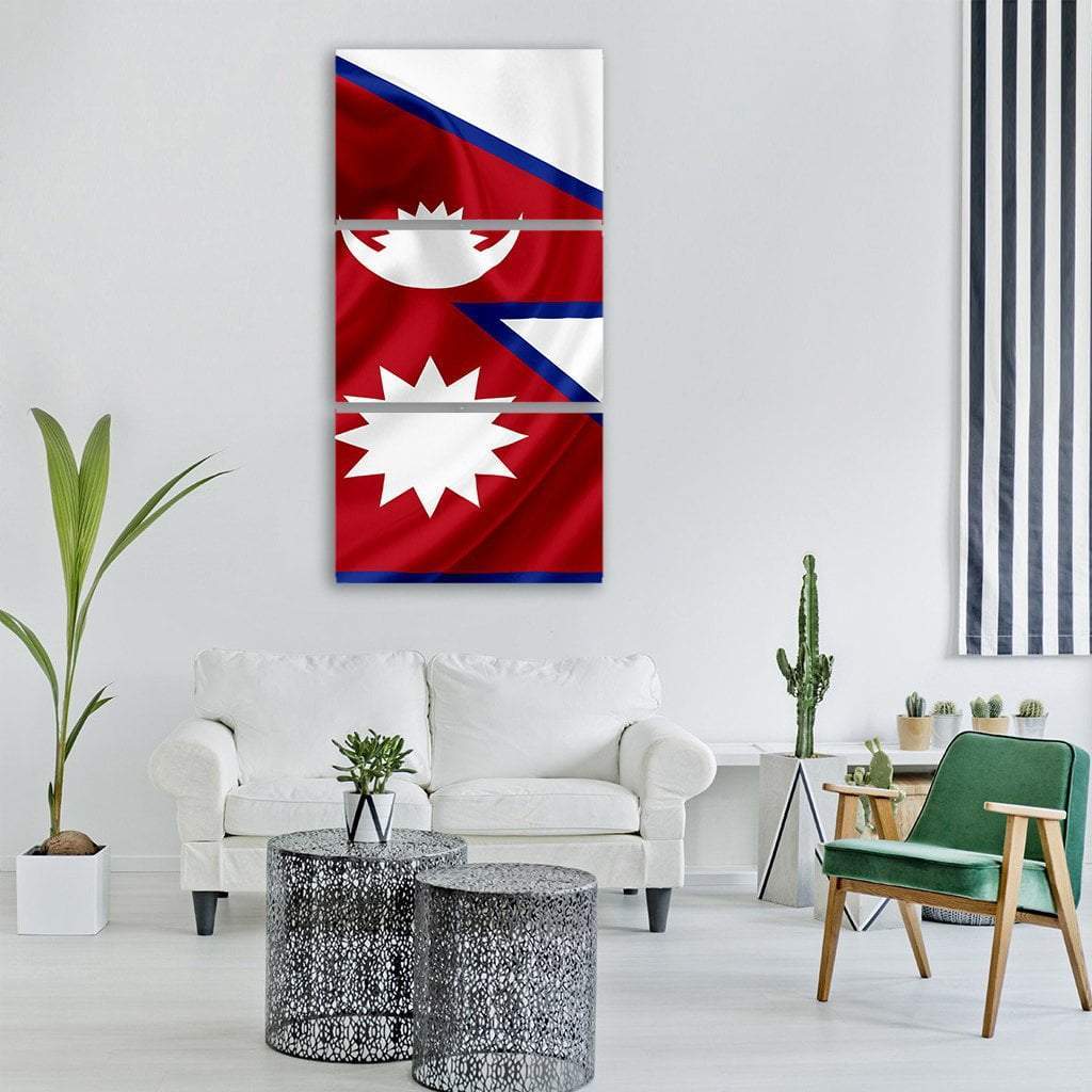 Nepal Waving Flag Vertical Canvas Wall Art-3 Vertical-Gallery Wrap-12" x 25"-Tiaracle