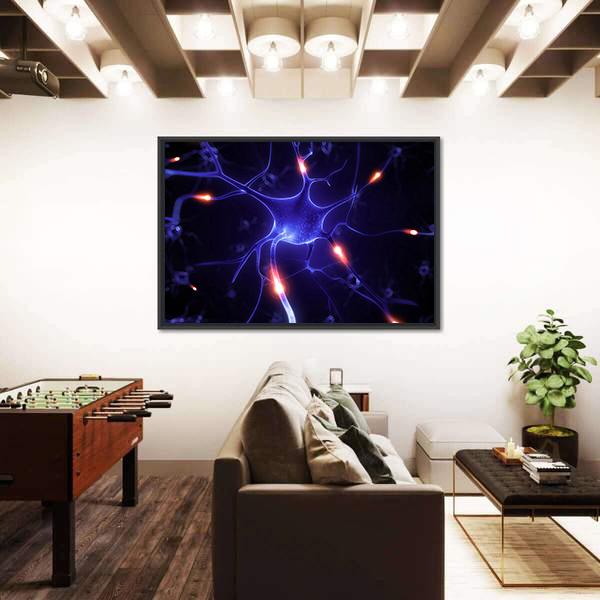 Nerve Cell Illustration Canvas Wall Art-3 Horizontal-Gallery Wrap-25" x 16"-Tiaracle