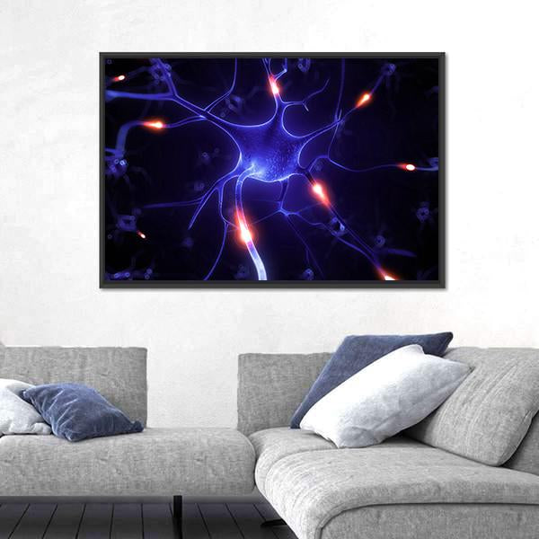 Nerve Cell Illustration Canvas Wall Art-3 Horizontal-Gallery Wrap-25" x 16"-Tiaracle