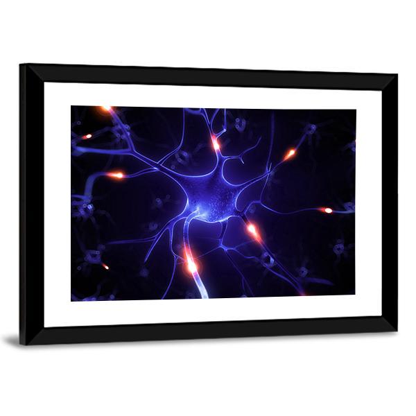 Nerve Cell Illustration Canvas Wall Art-3 Horizontal-Gallery Wrap-25" x 16"-Tiaracle