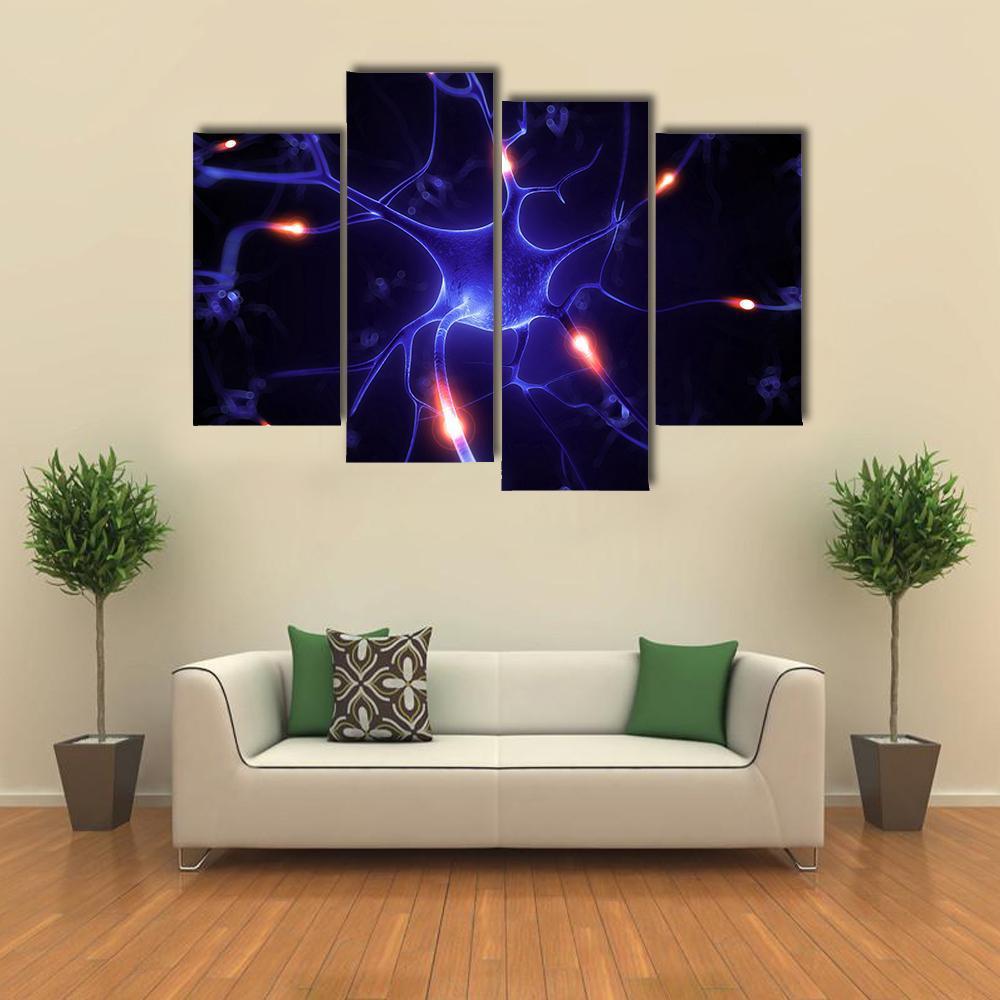 Nerve Cell Illustration Canvas Wall Art-4 Pop-Gallery Wrap-50" x 32"-Tiaracle