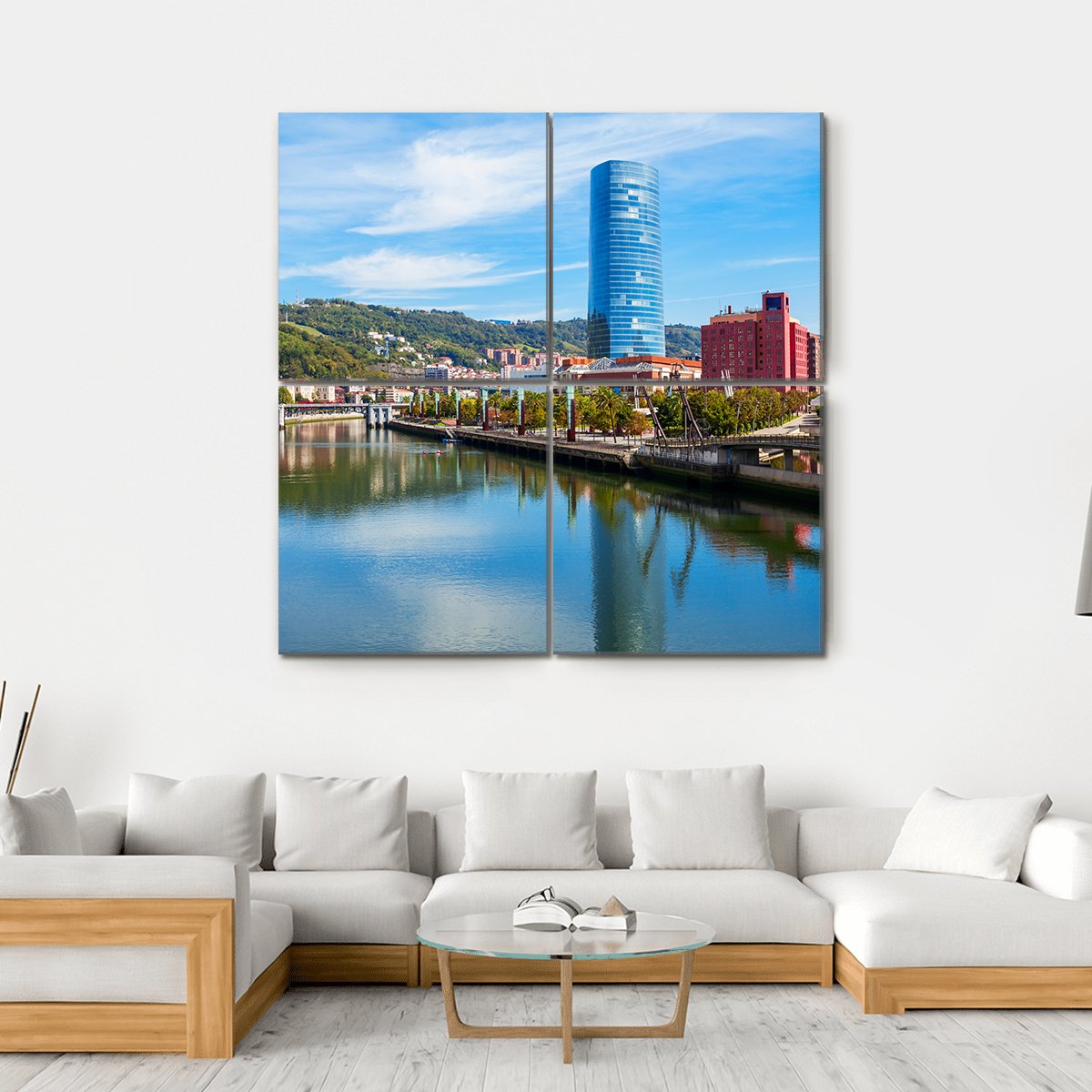 Nervion River Embankment Canvas Wall Art-4 Square-Gallery Wrap-17" x 17"-Tiaracle