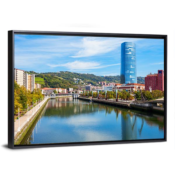 Nervion River Embankment Canvas Wall Art-3 Horizontal-Gallery Wrap-25" x 16"-Tiaracle