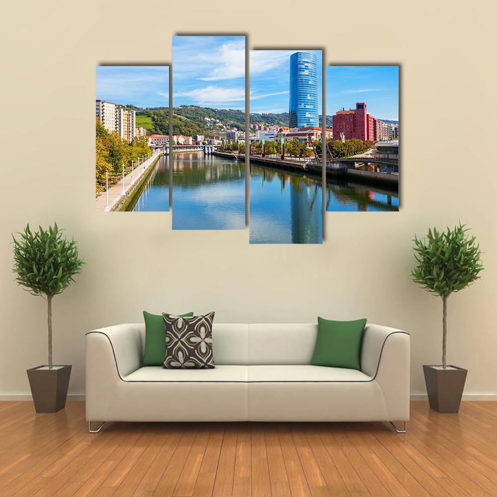 Nervion River Embankment Canvas Wall Art-4 Pop-Gallery Wrap-50" x 32"-Tiaracle