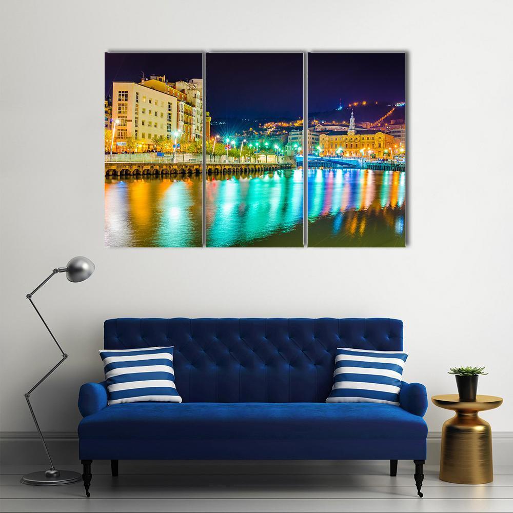 Nervion River Near Town Canvas Wall Art-3 Horizontal-Gallery Wrap-37" x 24"-Tiaracle