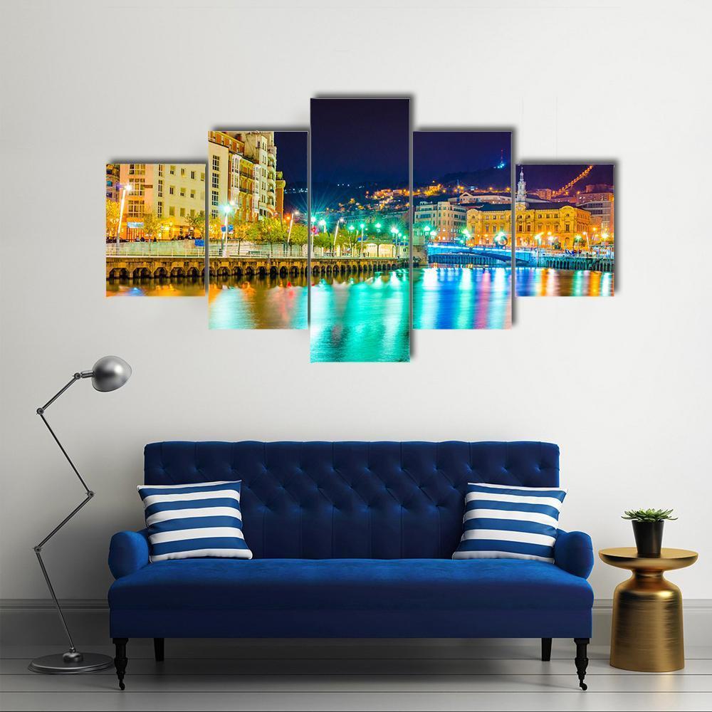 Nervion River Near Town Canvas Wall Art-5 Star-Gallery Wrap-62" x 32"-Tiaracle