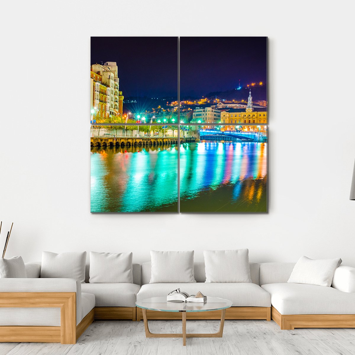 Nervion River Near Town Canvas Wall Art-4 Square-Gallery Wrap-17" x 17"-Tiaracle
