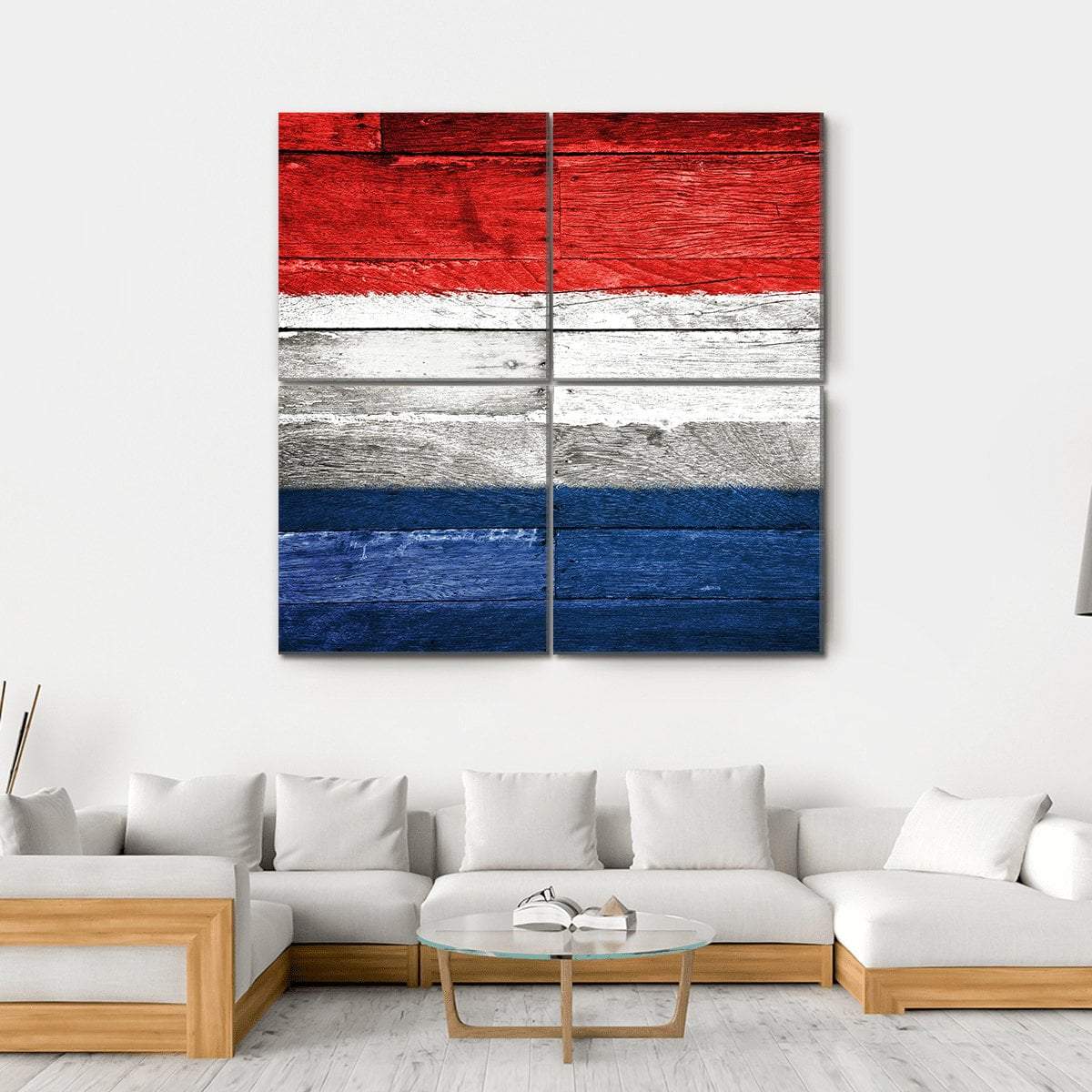 Netherlands Flag On Wood Canvas Wall Art-4 Square-Gallery Wrap-17" x 17"-Tiaracle