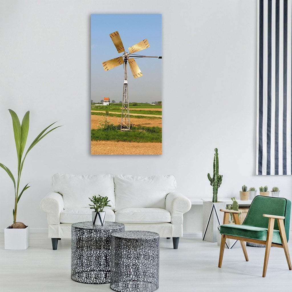 Netherlands Landscape &amp; Windmill Vertical Canvas Wall Art-1 Vertical-Gallery Wrap-12" x 24"-Tiaracle
