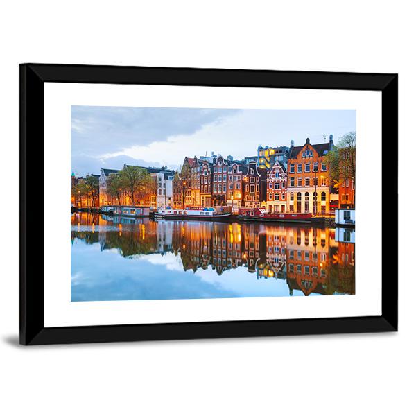 Netherlands With Amstel River Canvas Wall Art-3 Horizontal-Gallery Wrap-25" x 16"-Tiaracle
