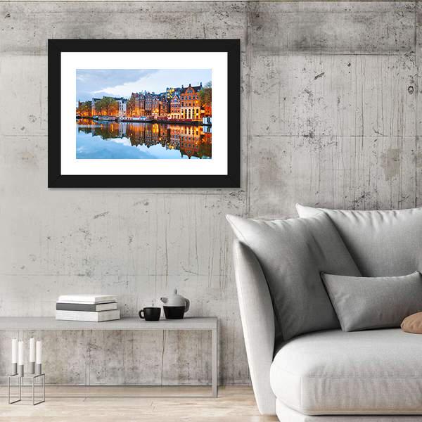 Netherlands With Amstel River Canvas Wall Art-3 Horizontal-Gallery Wrap-25" x 16"-Tiaracle