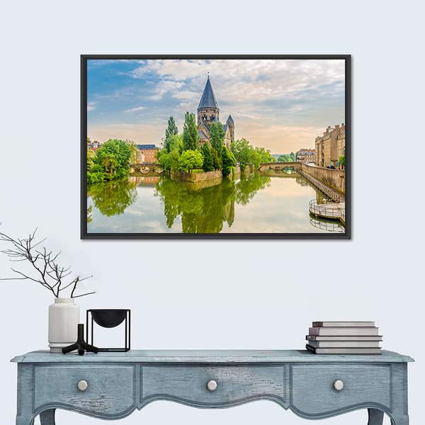 Neuf Temple France Canvas Wall Art-1 Piece-Floating Frame-24" x 16"-Tiaracle