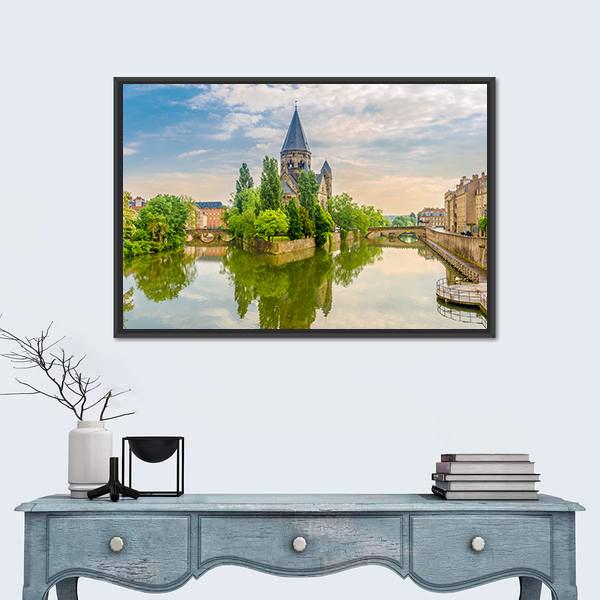 Neuf Temple France Canvas Wall Art-1 Piece-Floating Frame-24" x 16"-Tiaracle