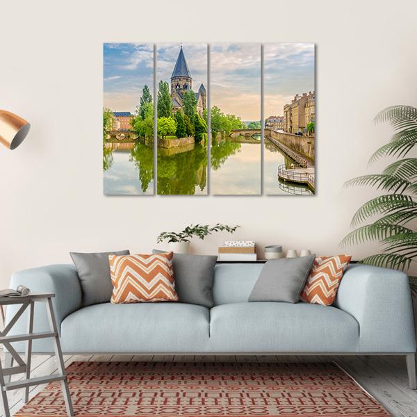Neuf Temple France Canvas Wall Art-4 Horizontal-Gallery Wrap-34" x 24"-Tiaracle