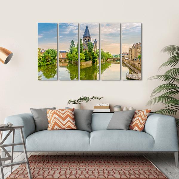 Neuf Temple France Canvas Wall Art-5 Horizontal-Gallery Wrap-22" x 12"-Tiaracle