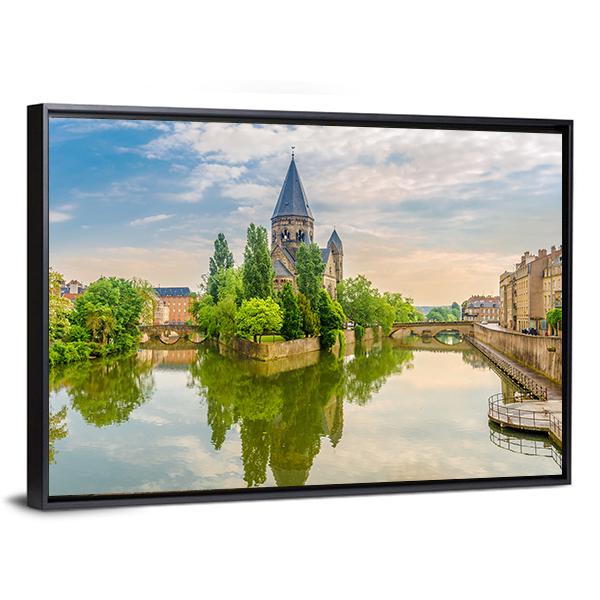 Neuf Temple France Canvas Wall Art-3 Horizontal-Gallery Wrap-25" x 16"-Tiaracle