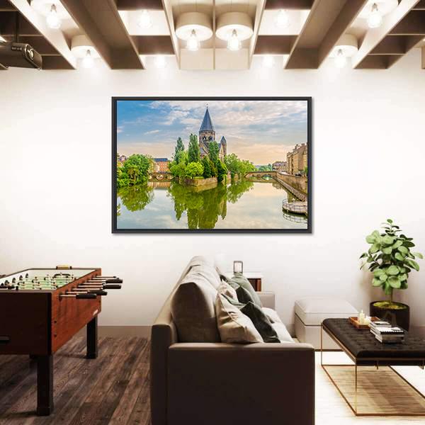 Neuf Temple France Canvas Wall Art-5 Horizontal-Gallery Wrap-22" x 12"-Tiaracle